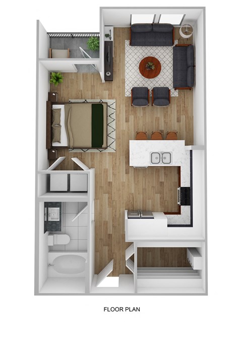 Floor plan for studio, 1 bath, 567 sqft